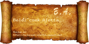 Belácsek Aletta névjegykártya
